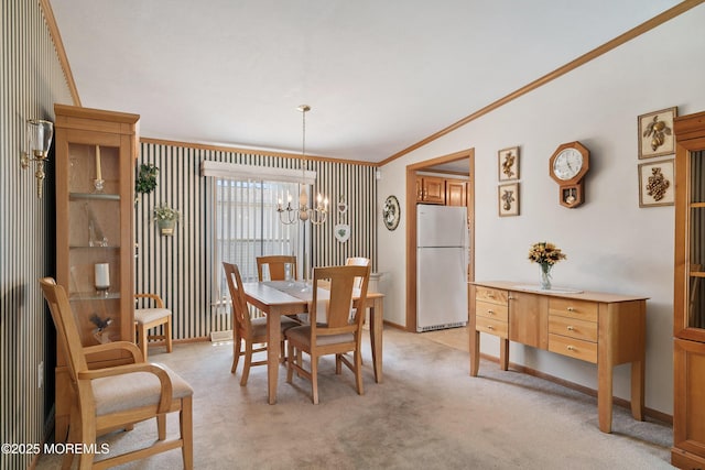 1104 Sycamore Ct, Whiting, NJ 08759 - dining room with a chandelier, crown molding, and light colored carpet