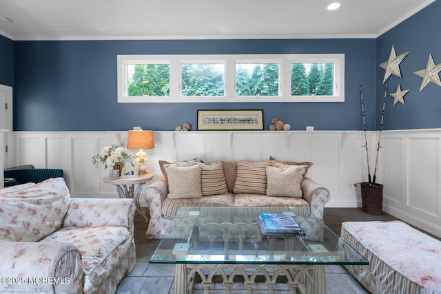 1 Van Cir, Rumson, NJ 07760 - living area featuring a decorative wall, a wainscoted wall, and ornamental molding