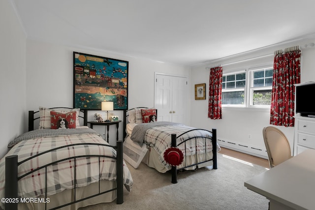 1 Van Cir, Rumson, NJ 07760 - bedroom featuring baseboard heating, carpet floors, and a closet