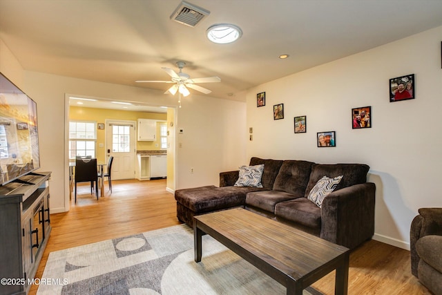 111 Edinburgh Ln Unit D, Lakewood, NJ 08701 - living room featuring ceiling fan, light wood-style floors, and recessed lighting