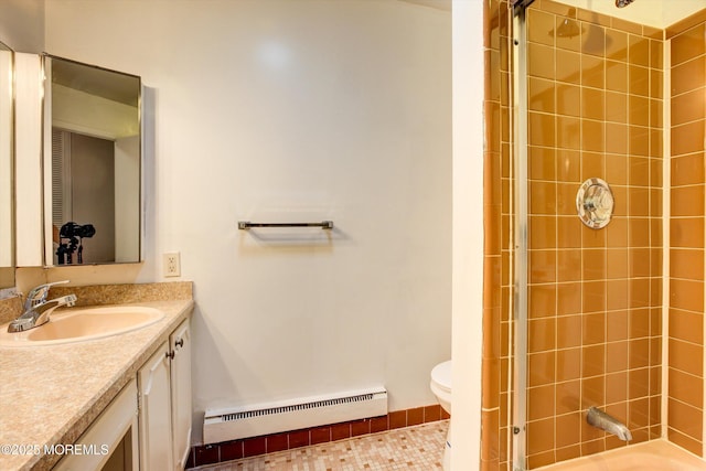 111 Edinburgh Ln Unit D, Lakewood, NJ 08701 - bathroom with baseboard heating, vanity, and shower / bath combination