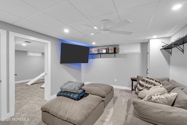1020 Aumack Rd, Jackson, NJ 08527 - living area with carpet flooring, a drop ceiling, and recessed lighting