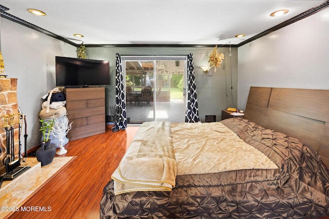 117 Greymoor Rd, Howell, NJ 07731 - bedroom with crown molding, access to outside, wood finished floors, and recessed lighting