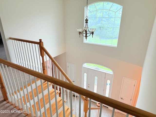 6 Eagle Ridge Ln, West Creek, NJ 08092 - stairs featuring a chandelier and a high ceiling