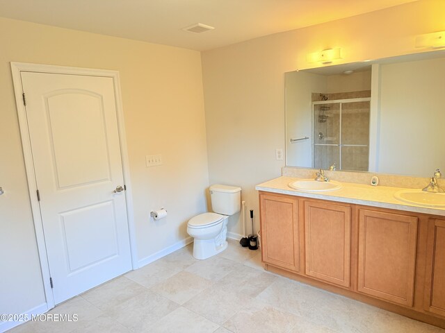 6 Eagle Ridge Ln, West Creek, NJ 08092 - bathroom with a shower stall, double vanity, and tile patterned flooring