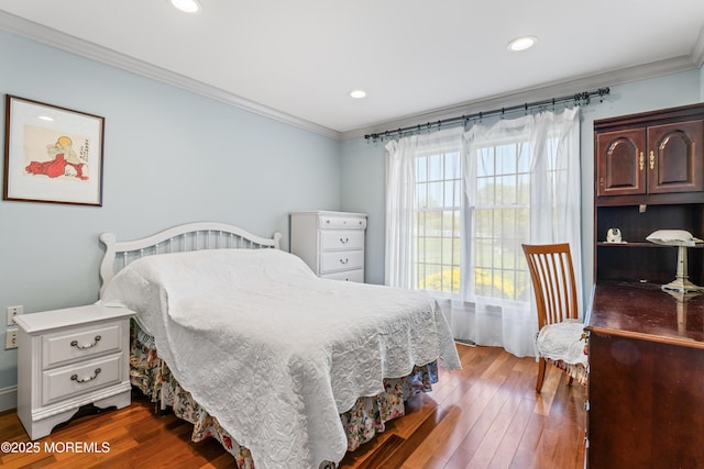 20 Birch Ln, Colts Neck, NJ 07722 - bedroom featuring ornamental molding, hardwood / wood-style flooring, and recessed lighting
