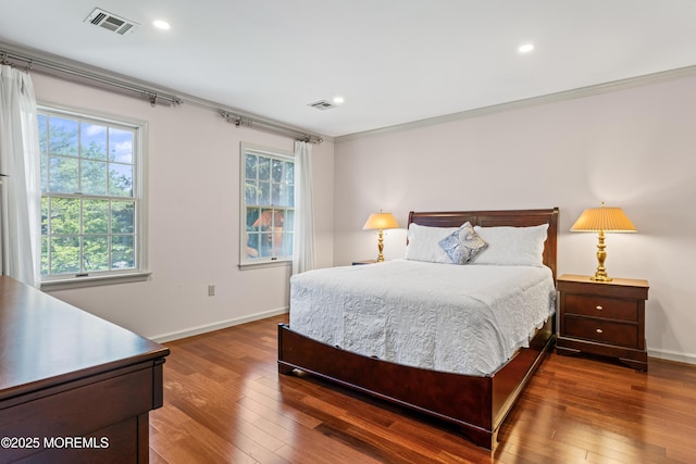 20 Birch Ln, Colts Neck, NJ 07722 - bedroom featuring hardwood / wood-style flooring, multiple windows, ornamental molding, and recessed lighting
