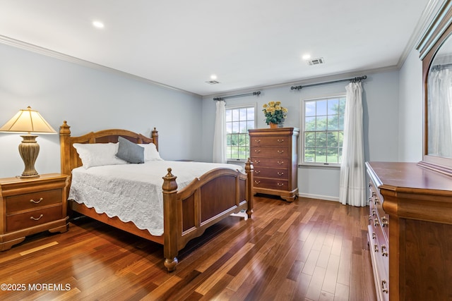 20 Birch Ln, Colts Neck, NJ 07722 - bedroom with ornamental molding, dark wood-style flooring, and recessed lighting