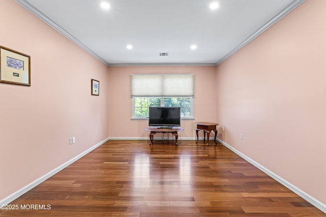 20 Birch Ln, Colts Neck, NJ 07722 - empty room with crown molding, wood finished floors, and recessed lighting