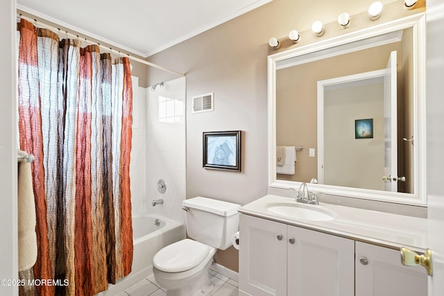 15 Haven Way, Keyport, NJ 07735 - full bath with vanity, shower / tub combo, tile patterned flooring, and crown molding