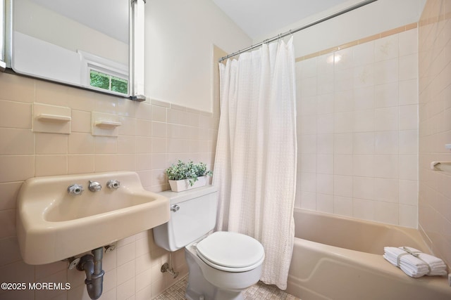 3 Mcelwaine Dr, Freehold, NJ 07728 - full bathroom with tile walls and shower / bath combo with shower curtain