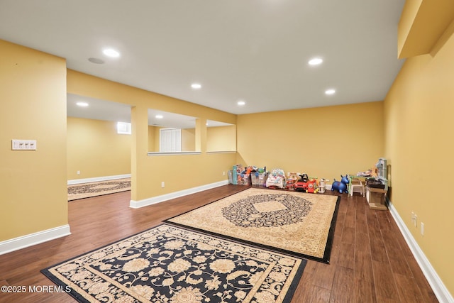 43 Shawnee Way, Morganville, NJ 07751 - recreation room featuring wood finished floors and recessed lighting