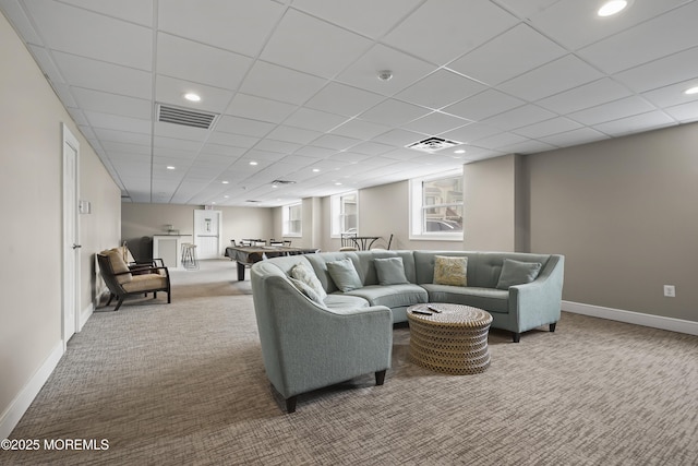 675 Ocean Ave # 9F, Long Branch, NJ 07740 - living area featuring carpet, a paneled ceiling, and recessed lighting