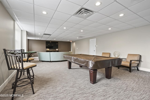675 Ocean Ave # 9F, Long Branch, NJ 07740 - game room with carpet flooring, billiards, recessed lighting, and a drop ceiling