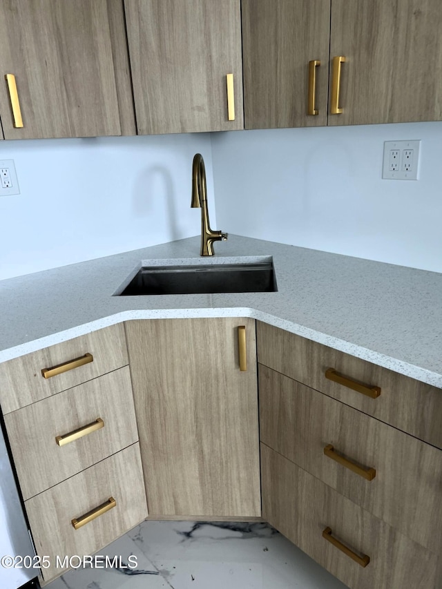 675 Ocean Ave # 9F, Long Branch, NJ 07740 - kitchen view of light stone countertops, modern cabinets, and light brown cabinets