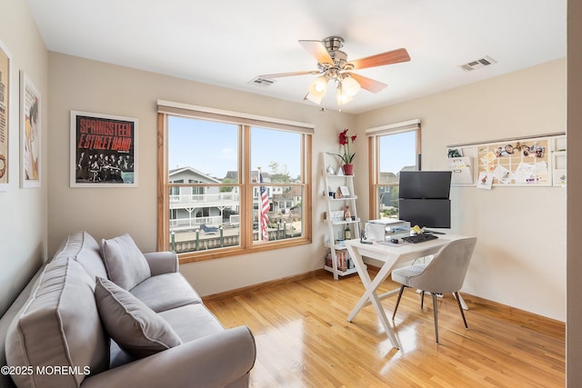 85 Channel Dr, Brick, NJ 08723 - office area featuring ceiling fan and light wood-style floors
