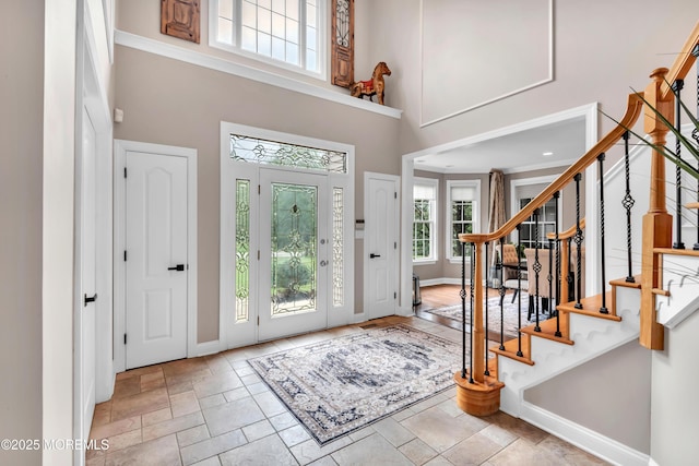 15 Conor Rd, Jackson, NJ 08527 - entryway featuring stone finish flooring, stairway, and a high ceiling