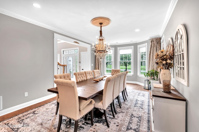 15 Conor Rd, Jackson, NJ 08527 - dining area with crown molding, a chandelier, light wood finished floors, and recessed lighting
