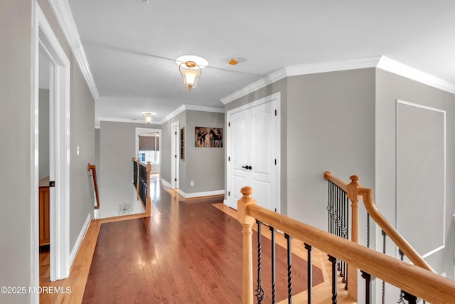 15 Conor Rd, Jackson, NJ 08527 - hallway featuring an upstairs landing, wood finished floors, and ornamental molding