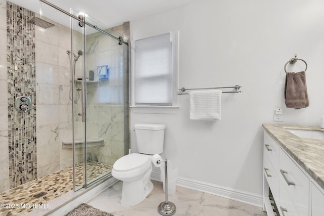 15 Liverpool Ct, Toms River, NJ 08753 - bathroom featuring marble finish floors, a stall shower, and vanity