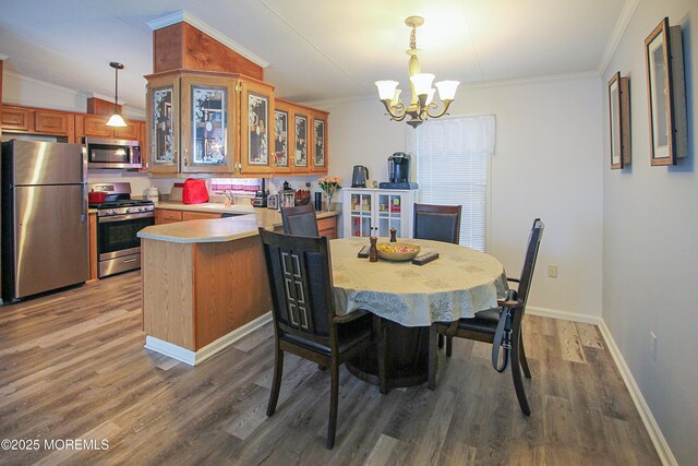 26 Pine Ridge Blvd, Whiting, NJ 08759 - dining area featuring a chandelier, light wood-type flooring, and crown molding