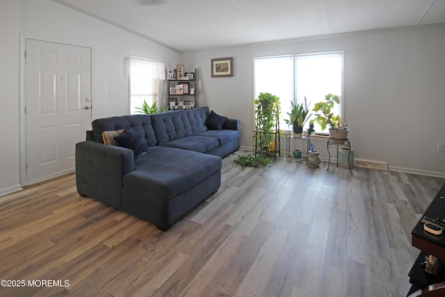 26 Pine Ridge Blvd, Whiting, NJ 08759 - living room with wood finished floors and lofted ceiling