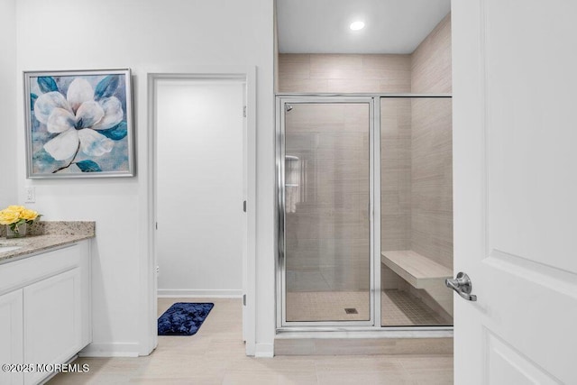 73 Aqueduct Blvd, New Egypt, NJ 08533 - full bath with a shower stall, vanity, and recessed lighting