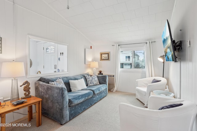 398 Kingfisher Rd, Tuckerton, NJ 08087 - living room with carpet and lofted ceiling