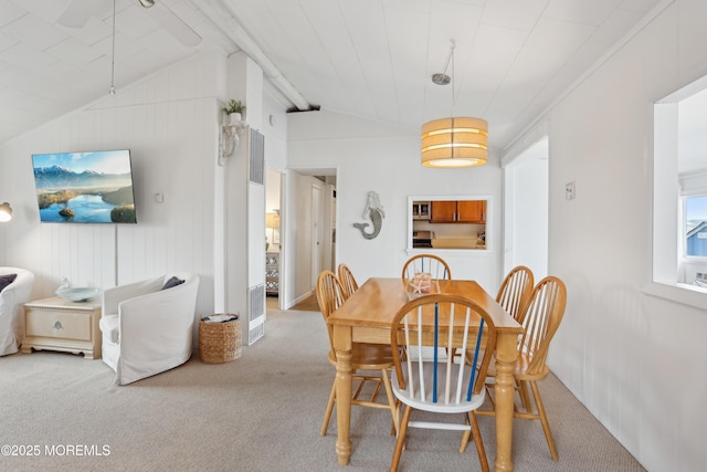 398 Kingfisher Rd, Tuckerton, NJ 08087 - dining room featuring vaulted ceiling and carpet