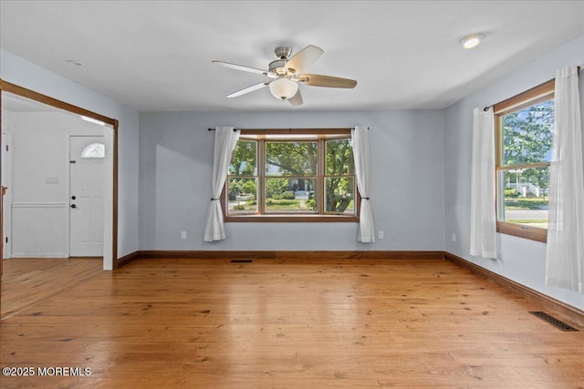 367 Marine St, Tuckerton, NJ 08087 - unfurnished room featuring healthy amount of natural light, a ceiling fan, and light wood-type flooring