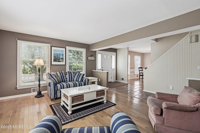 404 5th Ave, Spring Lake, NJ 07762 - living area with stairway and wood finished floors