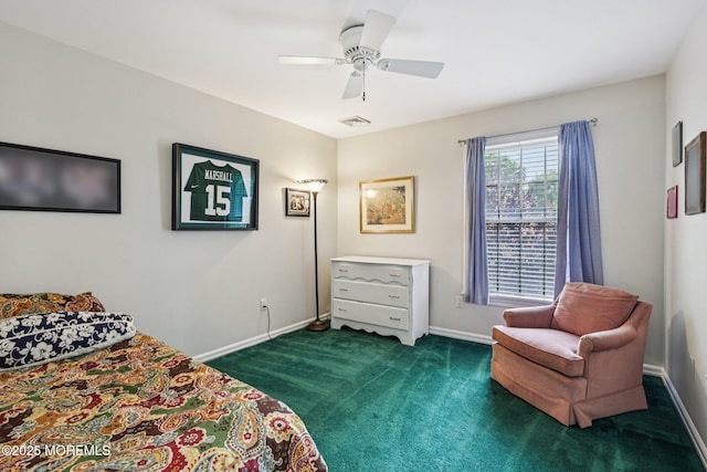 404 5th Ave, Spring Lake, NJ 07762 - bedroom with dark colored carpet and ceiling fan
