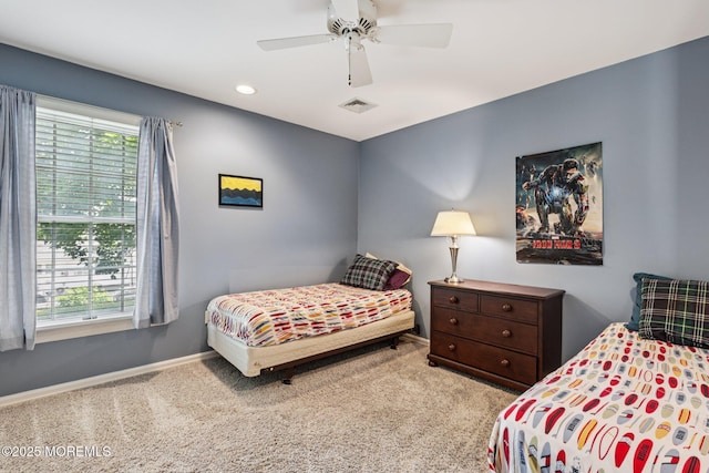 404 5th Ave, Spring Lake, NJ 07762 - bedroom featuring multiple windows, carpet floors, a ceiling fan, and recessed lighting