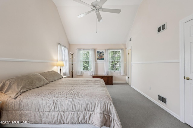404 5th Ave, Spring Lake, NJ 07762 - carpeted bedroom with high vaulted ceiling and ceiling fan