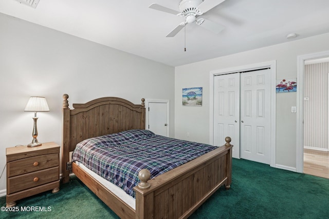 404 5th Ave, Spring Lake, NJ 07762 - bedroom with carpet floors, a closet, and ceiling fan