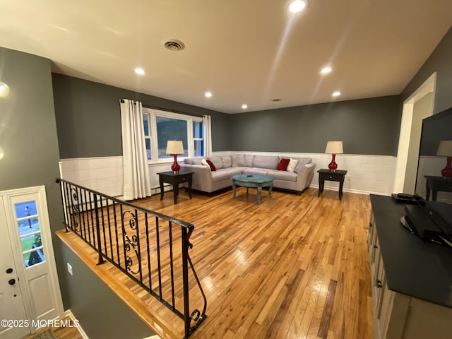 3 Maria Ct, Brick, NJ 08724 - living room featuring a wainscoted wall, light wood finished floors, and recessed lighting