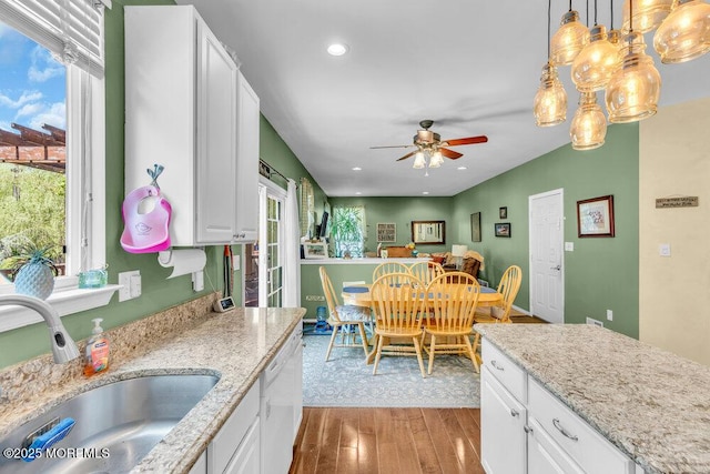 41 Hampshire Blvd, Jackson, NJ 08527 - kitchen with light wood finished floors, a ceiling fan, white cabinets, dishwasher, and recessed lighting