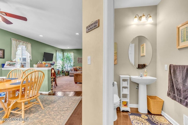 41 Hampshire Blvd, Jackson, NJ 08527 - dining space with ceiling fan, wood finished floors, and recessed lighting