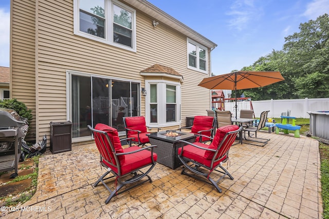 39 Sweet Gum Rd, Howell, NJ 07731 - view of patio / terrace with a fire pit, outdoor dining area, and a grill
