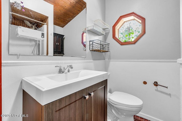 276 Chandler Rd, Jackson, NJ 08527 - half bathroom featuring vanity, wooden ceiling, and vaulted ceiling