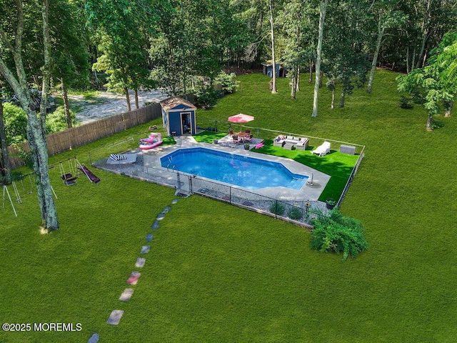 276 Chandler Rd, Jackson, NJ 08527 - view of pool featuring a patio and a storage unit
