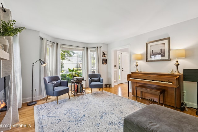 43 Sweet Gum Rd, Howell, NJ 07731 - sitting room with a glass covered fireplace and light wood finished floors