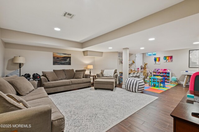 43 Sweet Gum Rd, Howell, NJ 07731 - living area featuring dark wood-type flooring and recessed lighting