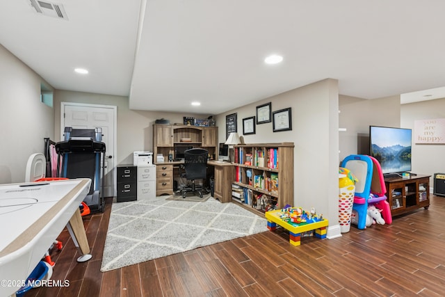 43 Sweet Gum Rd, Howell, NJ 07731 - home office with dark wood-style floors and recessed lighting