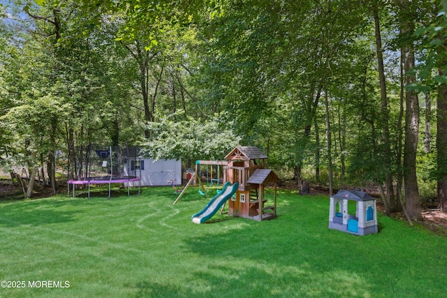 43 Sweet Gum Rd, Howell, NJ 07731 - view of jungle gym featuring a trampoline and a yard