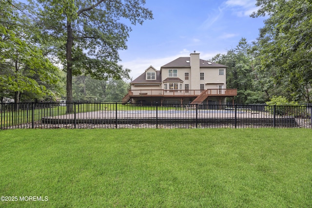 3 Canterbury Ct, Jackson, NJ 08527 - rear view of property with a chimney, a wooden deck, and stairway