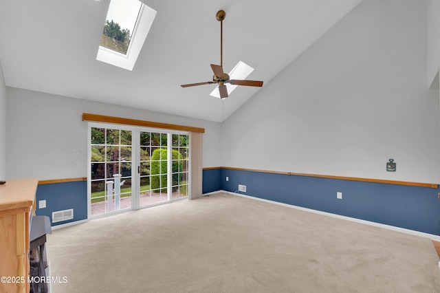 23 Dexter Ln, Jackson, NJ 08527 - carpeted empty room with a skylight, ceiling fan, and high vaulted ceiling