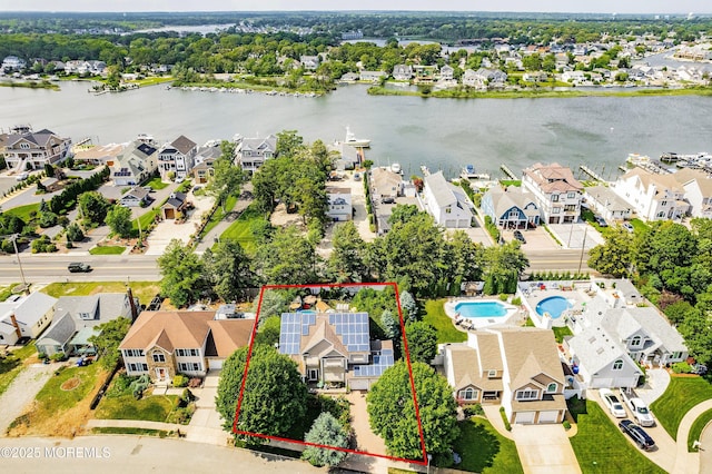 648 Point Ave, Brick, NJ 08724 - aerial perspective of suburban area with a nearby body of water and property boundaries highlighted
