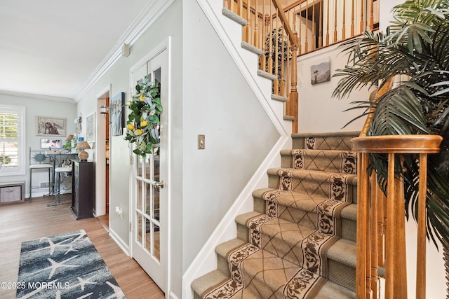 648 Point Ave, Brick, NJ 08724 - stairway with crown molding and wood finished floors