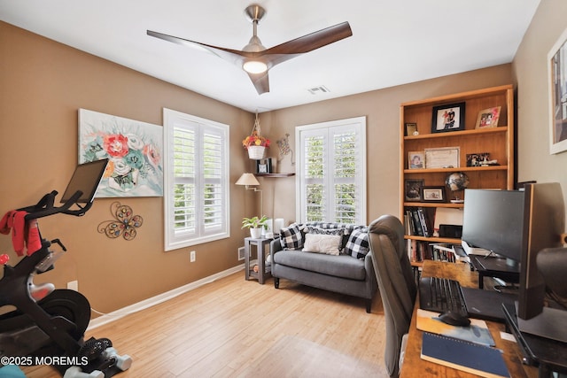 648 Point Ave, Brick, NJ 08724 - office with a ceiling fan, healthy amount of natural light, and wood finished floors
